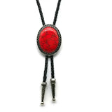Bolo tie med glasdetalj och ovalt vintagehänge Röd