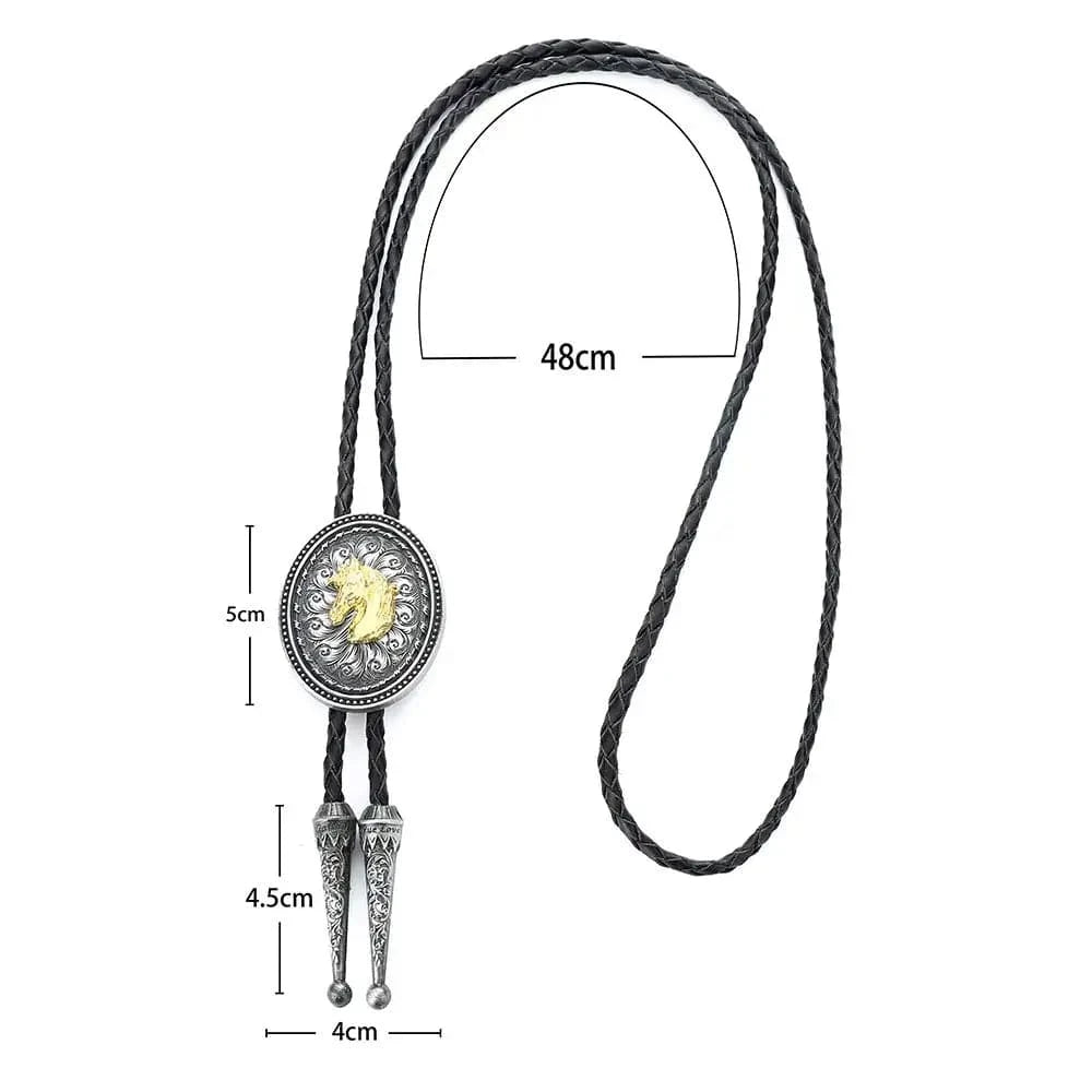 Bolo tie med guldfärgat djurhuvud