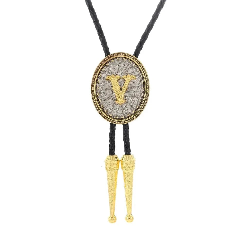 Bolo tie med initial A–Z i tvåtonad metall V