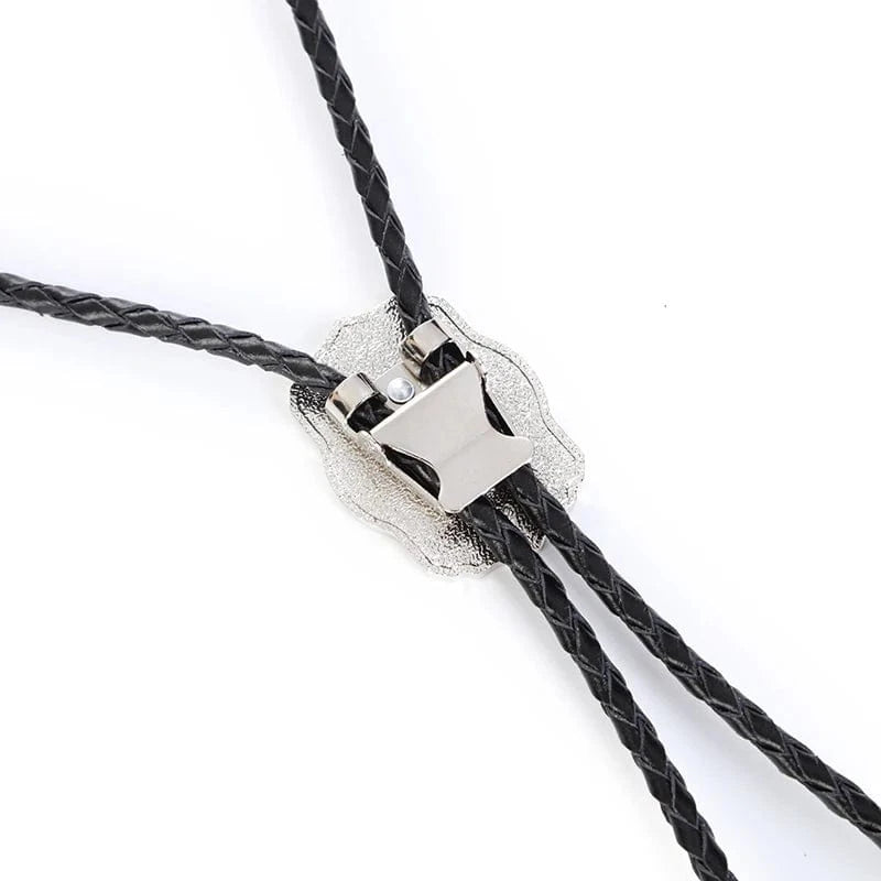 Bolo tie med korsmotiv i svart emalj
