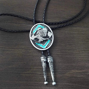 Bolo tie med örn och turkosdetaljer Silver och turkosblå