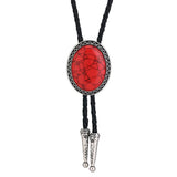 Bolo tie med oval ädelstensimitation Röd