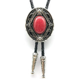 Bolo tie med oval agatsten och vintageinfattning Röd