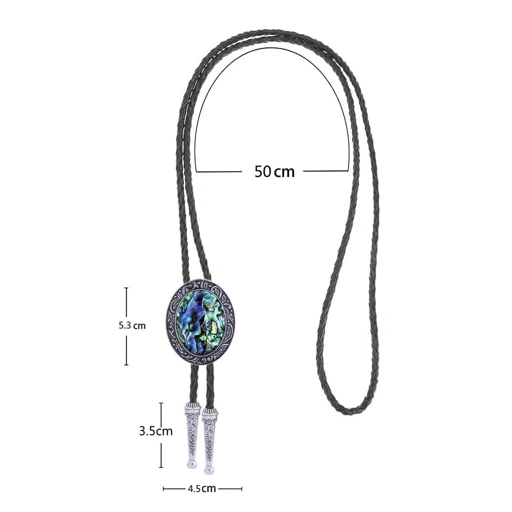 Bolo tie med snäckstenshänge i blågrönt skimrande