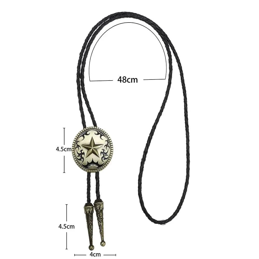 Bolo tie med stjärnmotiv i antik metall