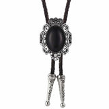 Bolo tie med svart sten och antiksilverdetaljer Svart