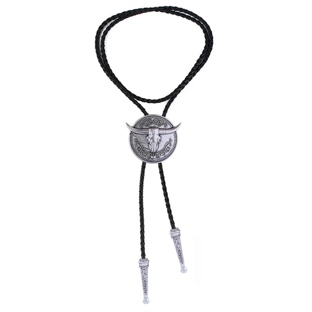 Bolo tie med tjurhuvud med långt horn
