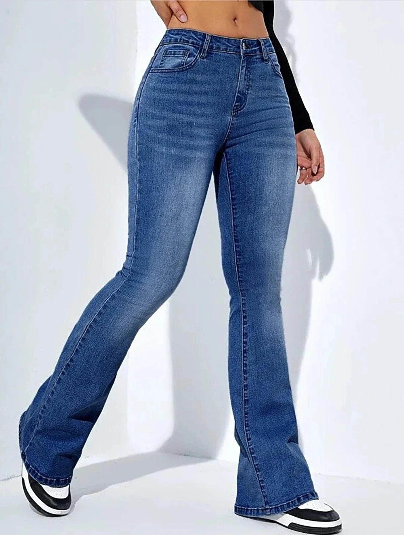 Bootcut jeans dam hög midja