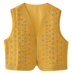 Broderad Väst Dam med Paljetter Senapsgul / XS