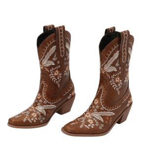 Broderade cowboyboots i boho stil med 6cm klack