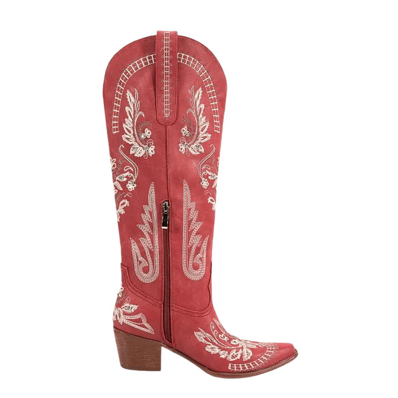 Broderade Cowgirl Boots i Mocka