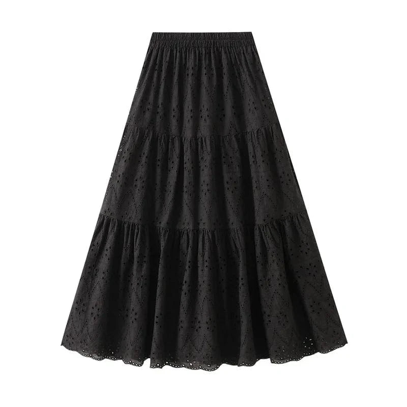 Broderie anglaise kjol Svart / One Size