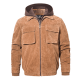 Brun mocka bomber jacka med huva Brun / S