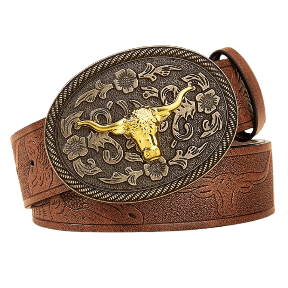 Brunt longhorn westernbälte Modell 5 / 110cm