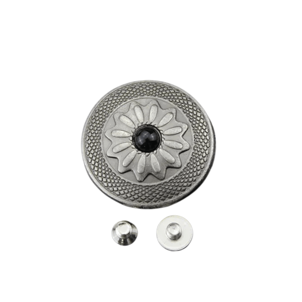 Concho 25 mm i Antiksilver med Färgsten Svart B