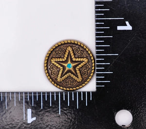 Concho i Antik Mässing med Ingraverad Stjärna 19mm