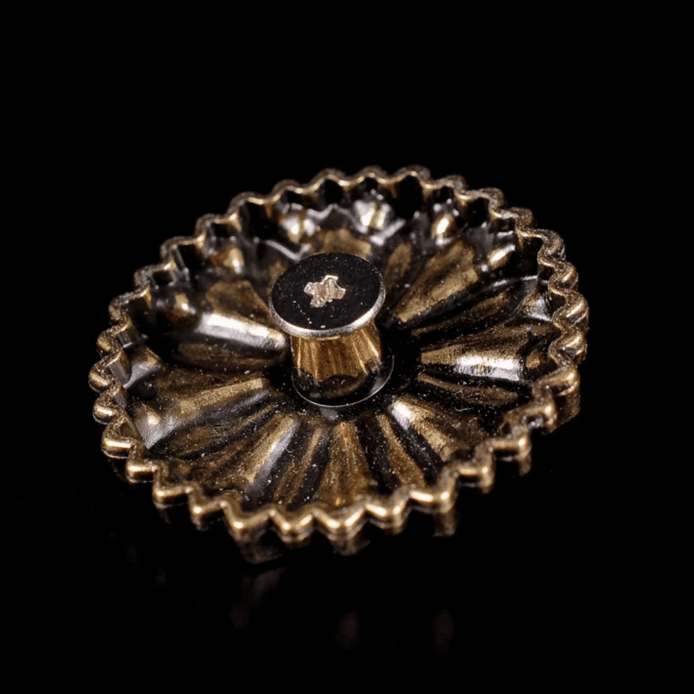Concho i Antikkoppar med Blomdekor och Gul Turkossten 30mm