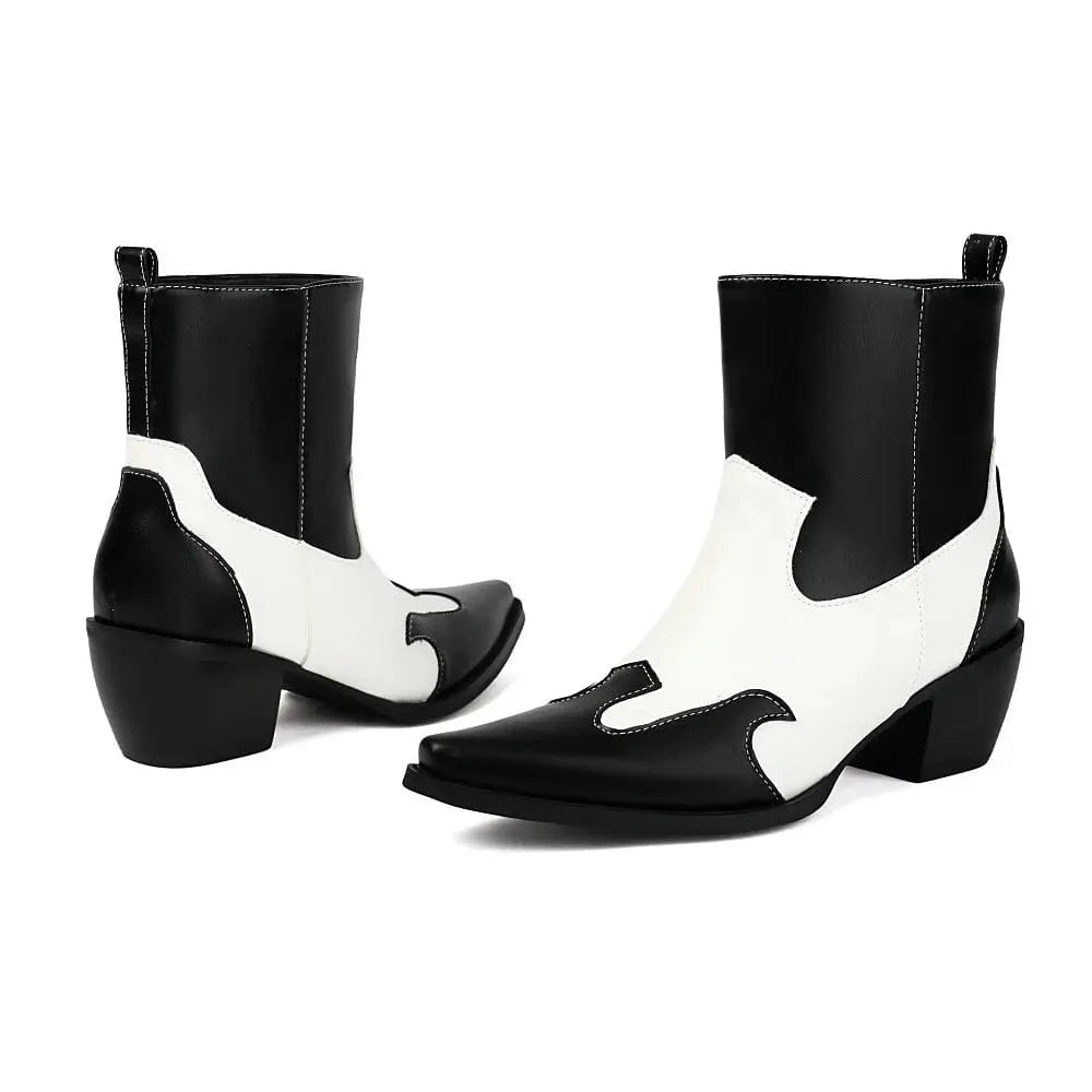 Tvåfärgade Låga Cowboy Boots för Dam