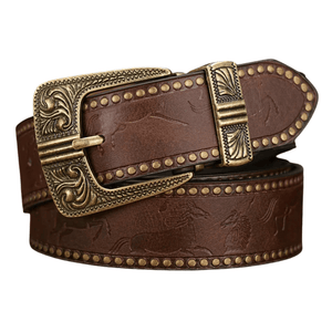 Cowboybälte Antik Mässingsspänne Mörkbrun / 120cm