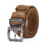 Cowboybälte i Äkta Läder med Robust Metallspänne Brun dubbla taggar / 105cm