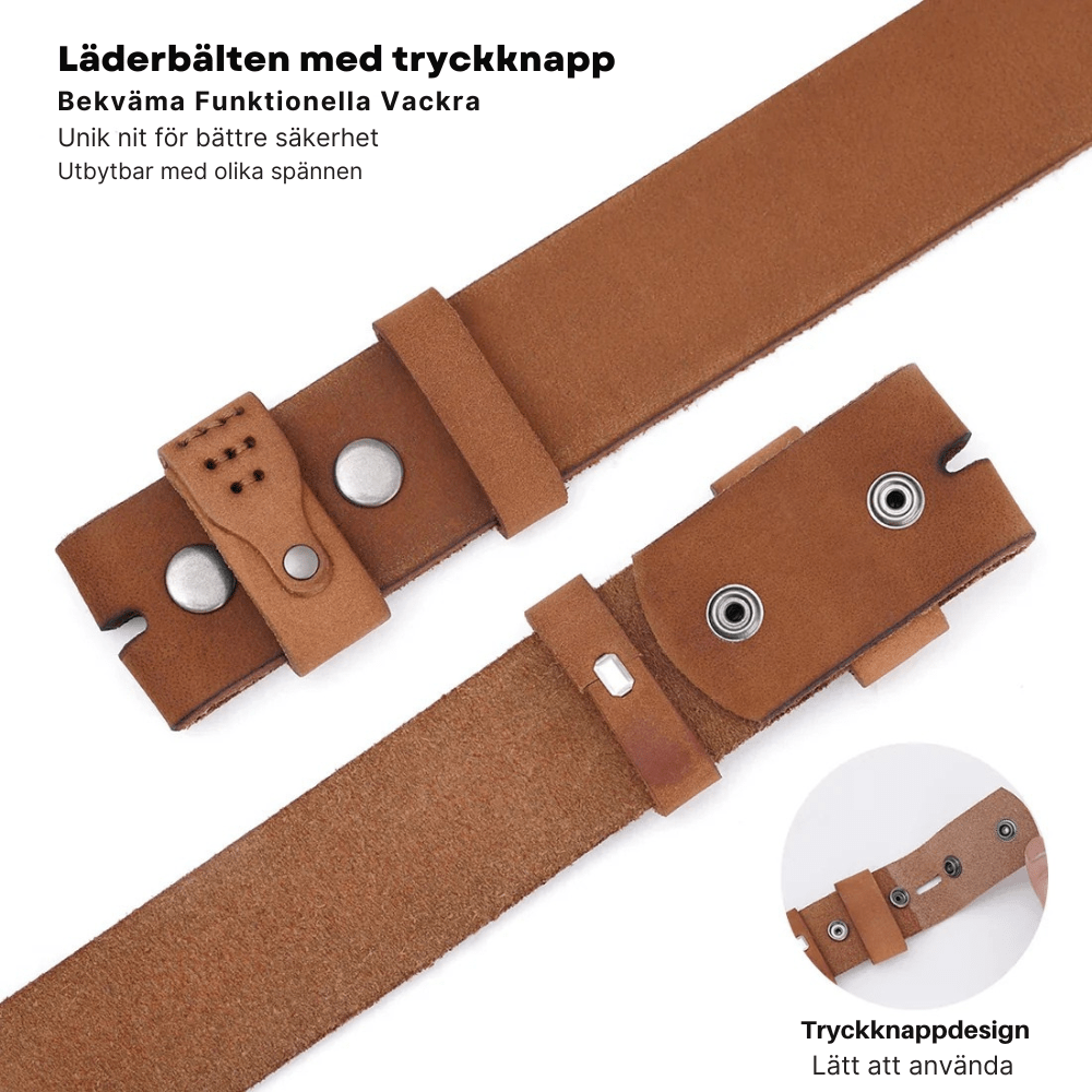 Cowboybälte i äkta läder utan spänne för herr