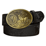Cowboybälte med hjortspänne i mässingsfärg Svart / 120cm