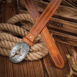 Cowboybalte-med-longhornhuvud