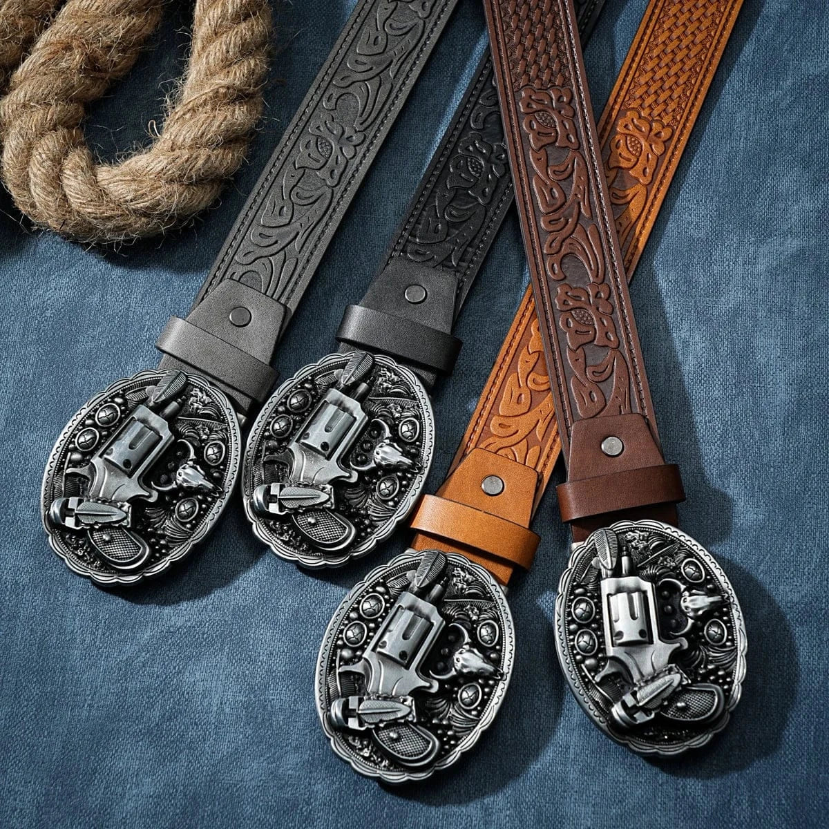 Cowboybälte med revolverspänne