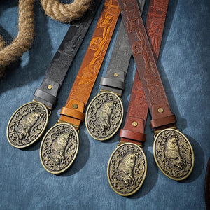 Cowboybälte med vildsvinsspänne