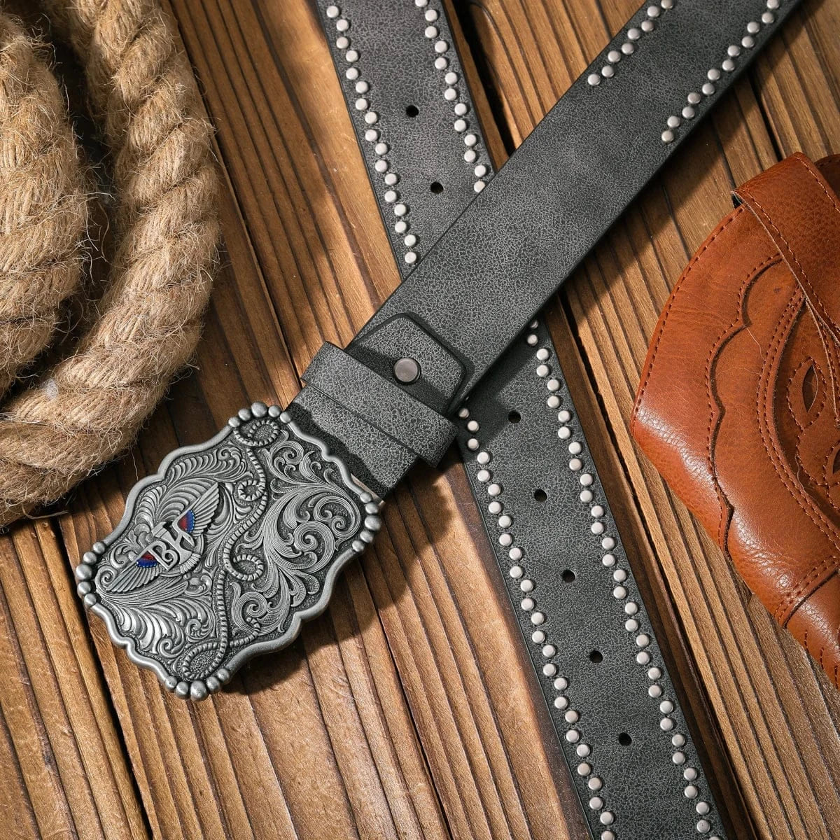 Cowboybälte med vintage spänne