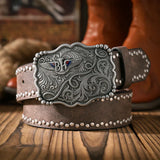 Cowboybälte med vintage spänne Brun Silver / 120cm