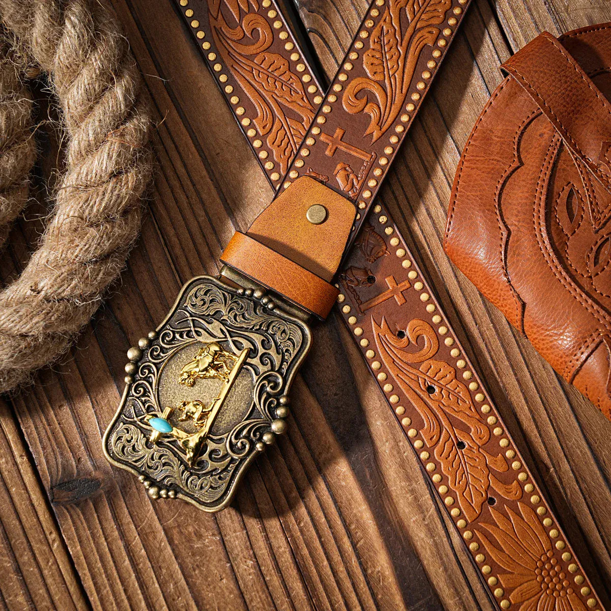Cowboybälte med westernspänne