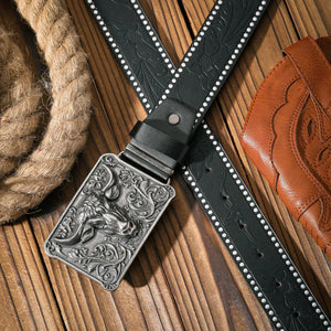 Cowboybälte Tjurhuvud Silver