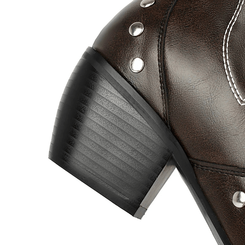 Cowboyboots med broderad design och chunky klack