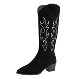 Cowboyboots med broderad sammet Svart / 35