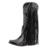 Cowboyboots med fransar och broderi i västernstil Svart / 35