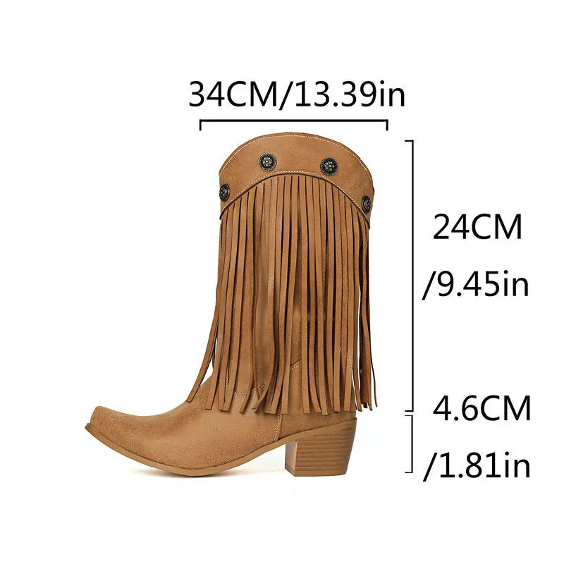 Cowboyboots med fransar och nitar i västernstil
