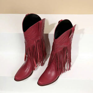 Cowboyboots med fransar och retrolook