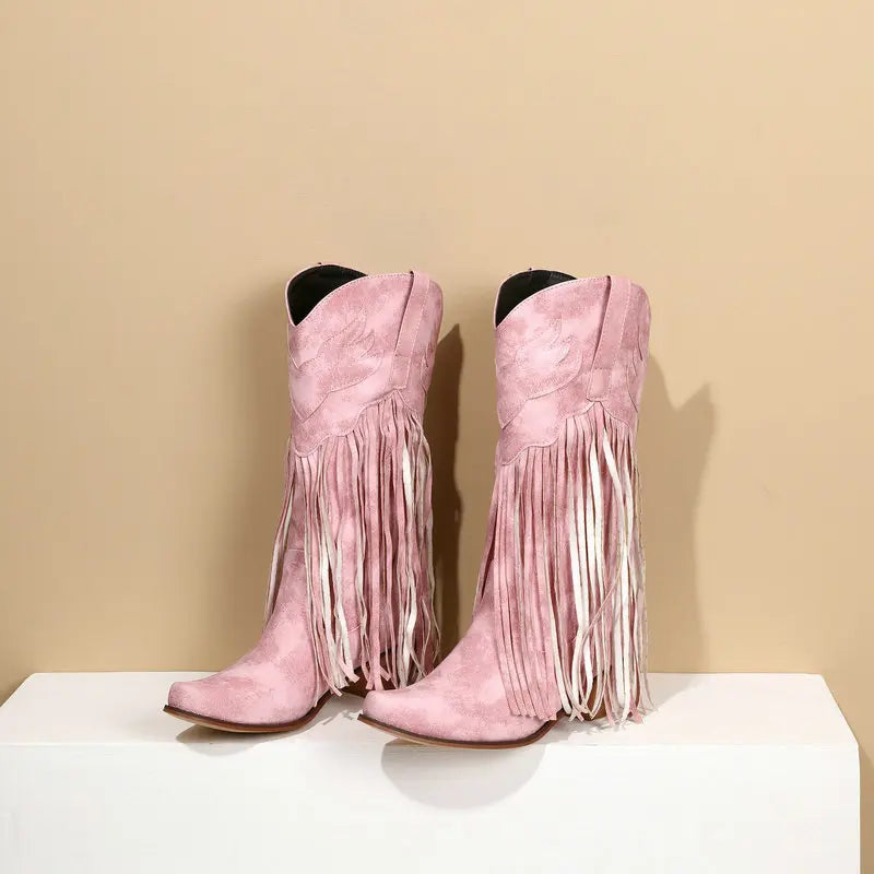 Cowboyboots med fransar och retrolook