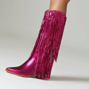Cowboyboots med glänsande fransar