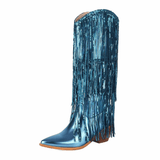 Cowboyboots med glänsande fransar Blå / 37