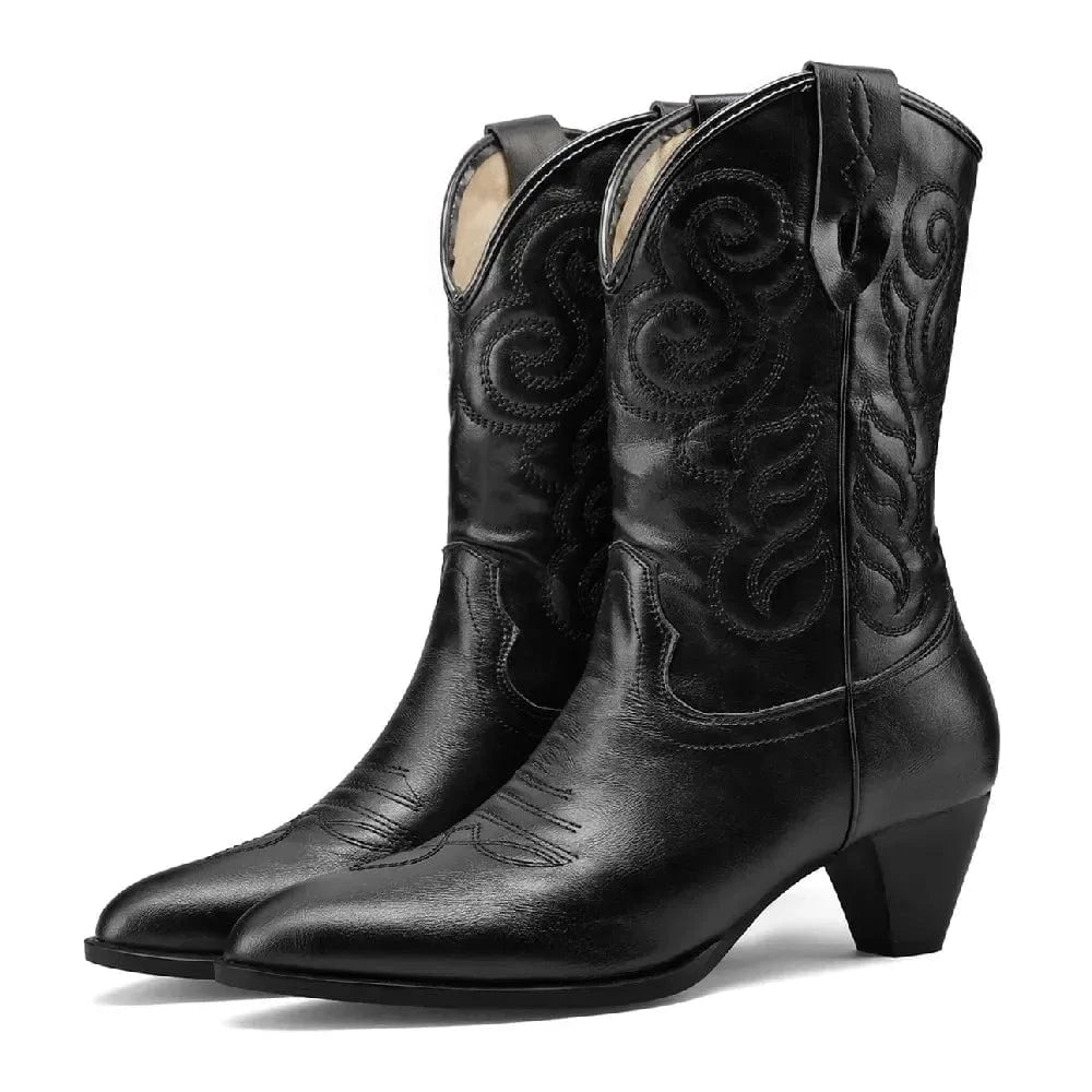 Cowboyboots med klassisk broderad westernlook