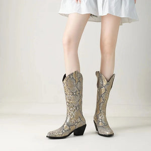 Cowboyboots med Ormskinnsmönster för Dam