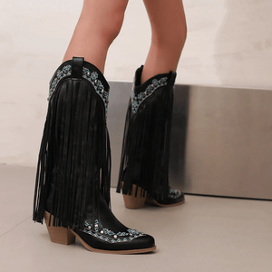Cowboyboots med tofsar och broderad vintageinspirerad design