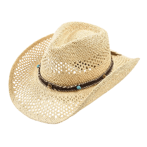 Cowboyhatt dam strå Beige / One Size