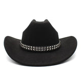 Cowboyhatt i filt med elegant nitbälte Svart / 56-58cm