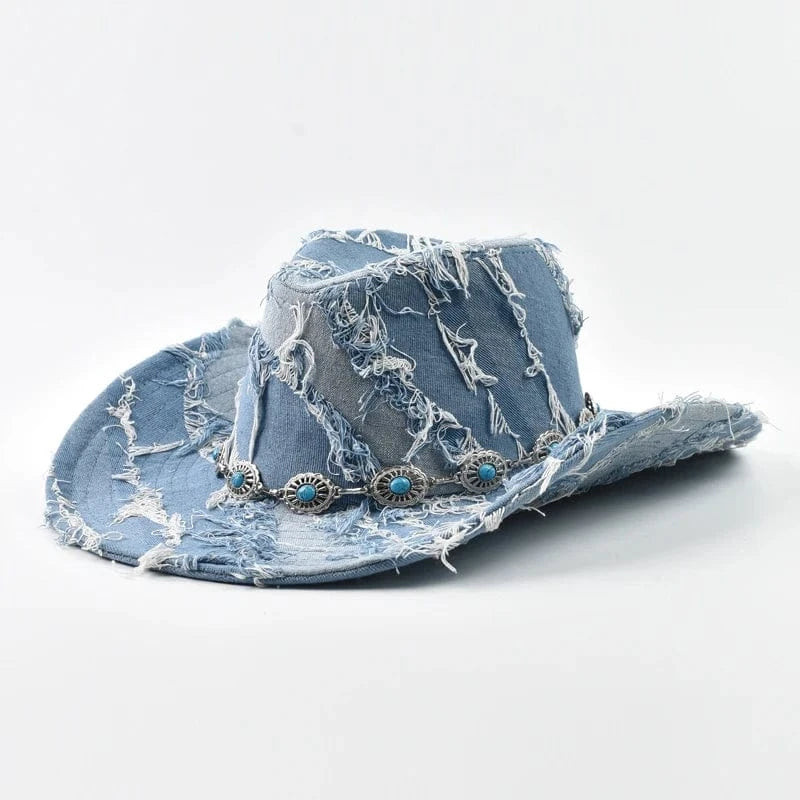 Cowboyhatt i jeans Himmelblå / Kan justeras