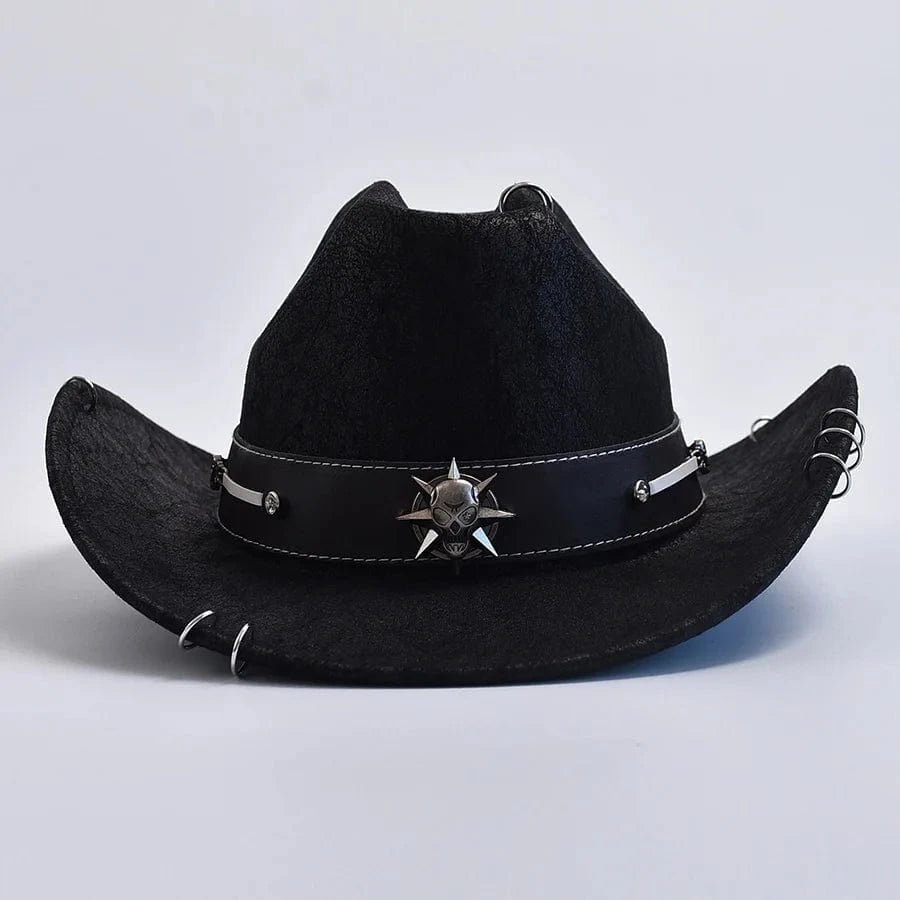 Cowboyhatt i mjuk mockaimitation med stjärndetaljer