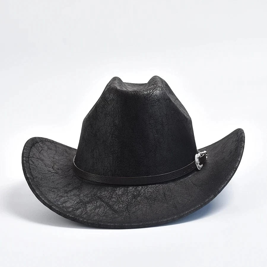 Cowboyhatt Konstläder Svart / One Size