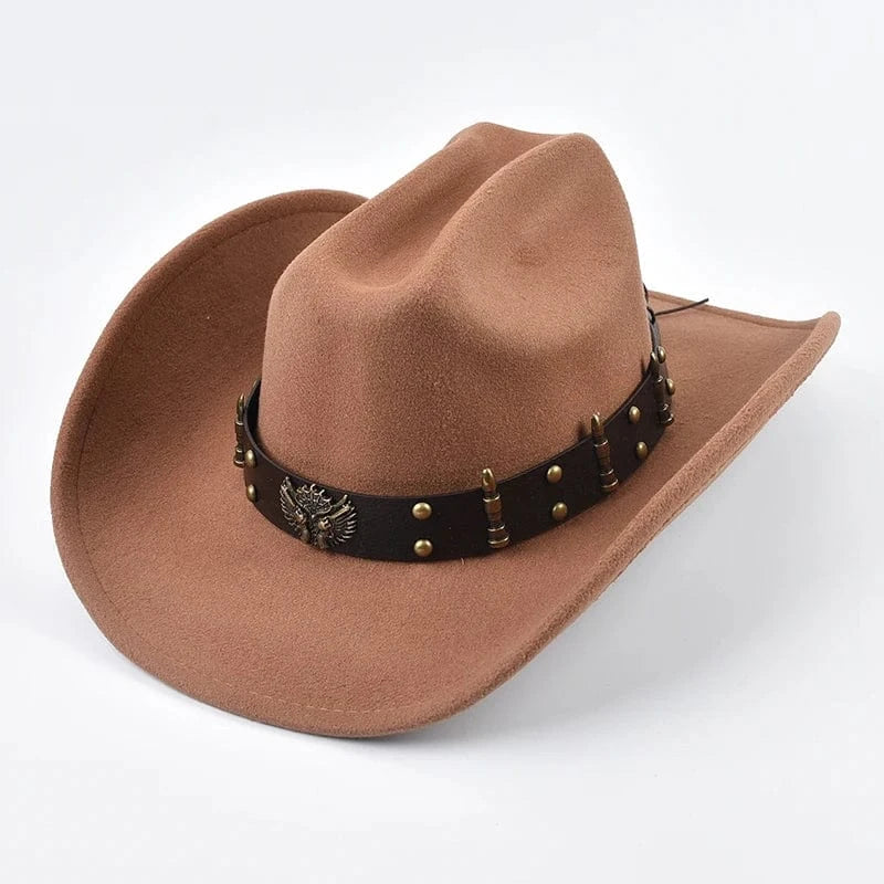 Cowboyhatt med prydnadsband Ljusbrun / Kan justeras